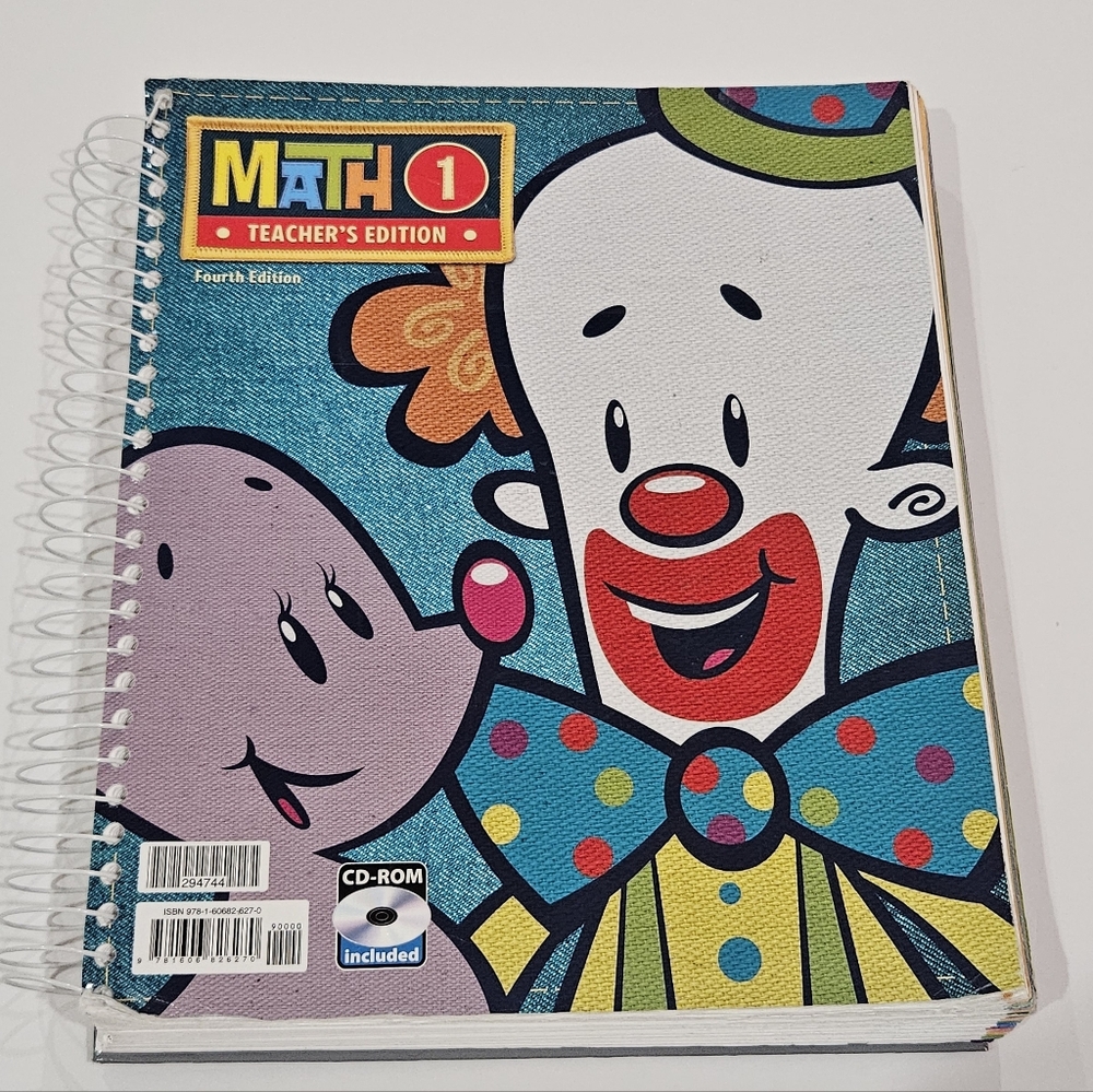 Math 1 Teacher's Edition Textbook Fourth Edition BJU Press W/ CD, Good Condition